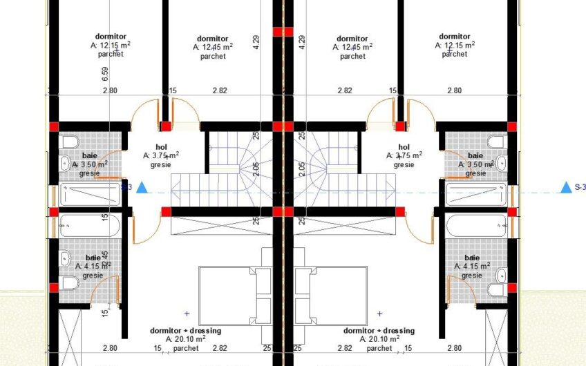 Mehala – Teren intravilan – S:440mp – FS:17m – Proiect duplex